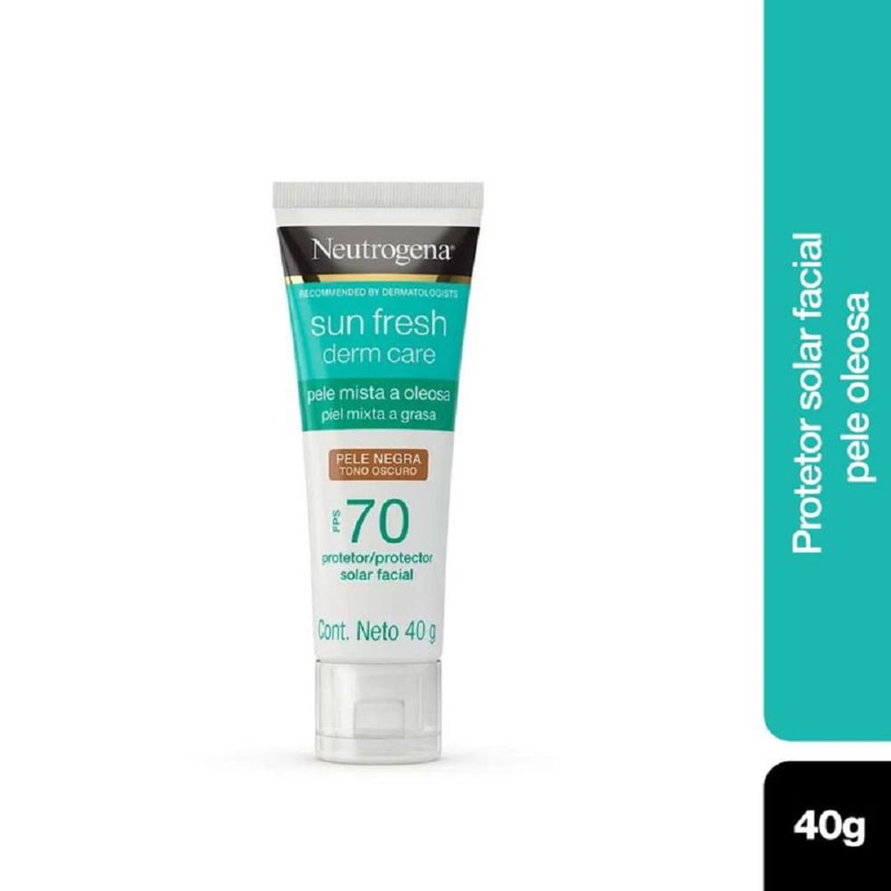Protetor Solar Facial Neutrogena FPS70 Sun Fresh Derm Care Pele Negra 40g em Oferta na Shopee