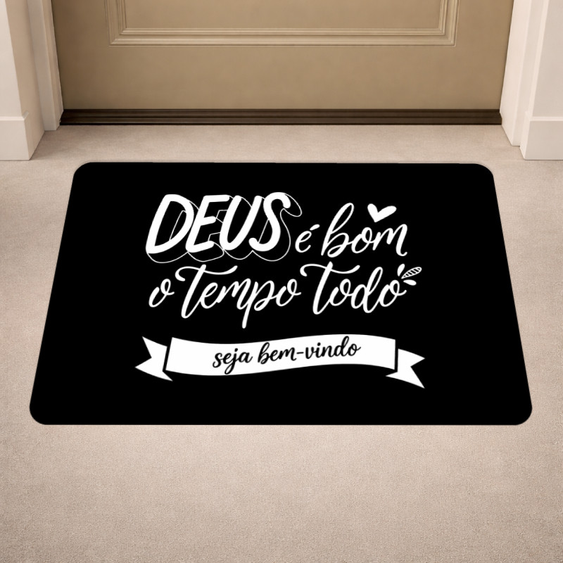 Imagem Tapete de Porta Antiderrapante Biblico, Oração, Cristão, Evangélico 40x60cm