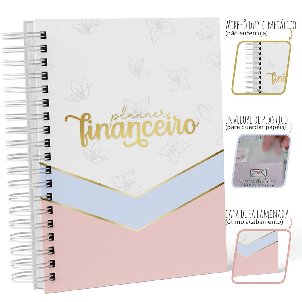 Planner Financeiro com Capa Dura Floral – Organize Suas Finanças e Comece a Juntar Dinheiro (M02)