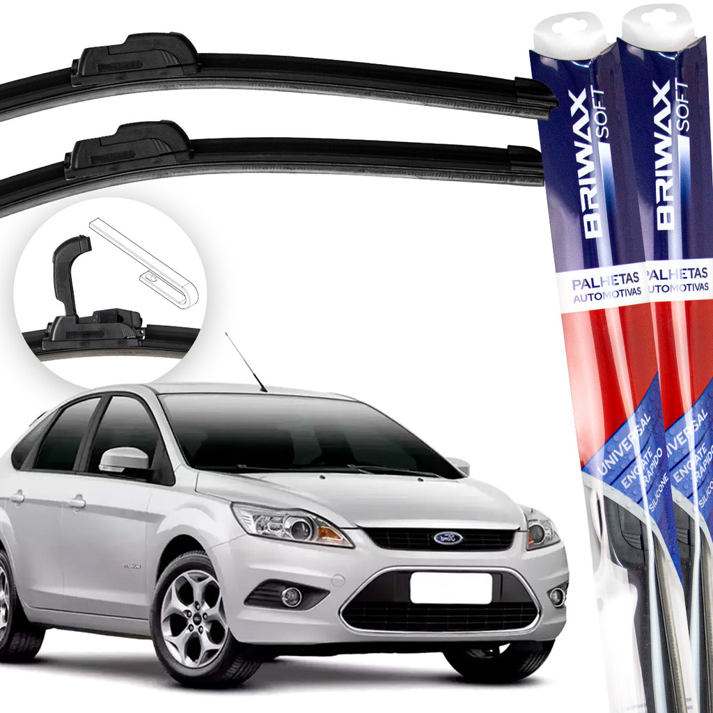 Jogo Palhetas Limpador Parabrisa Ford Focus 2000 Até 2007 Gancho Universal