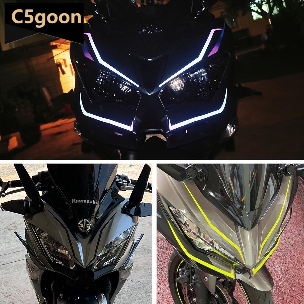 C5GOON 4 Pçs Motocicleta Frente Cabeça Corpo Tira Estilo Adesivos Reflexivos Puxar Flor Decalque À Prova Dwaterproof Águ