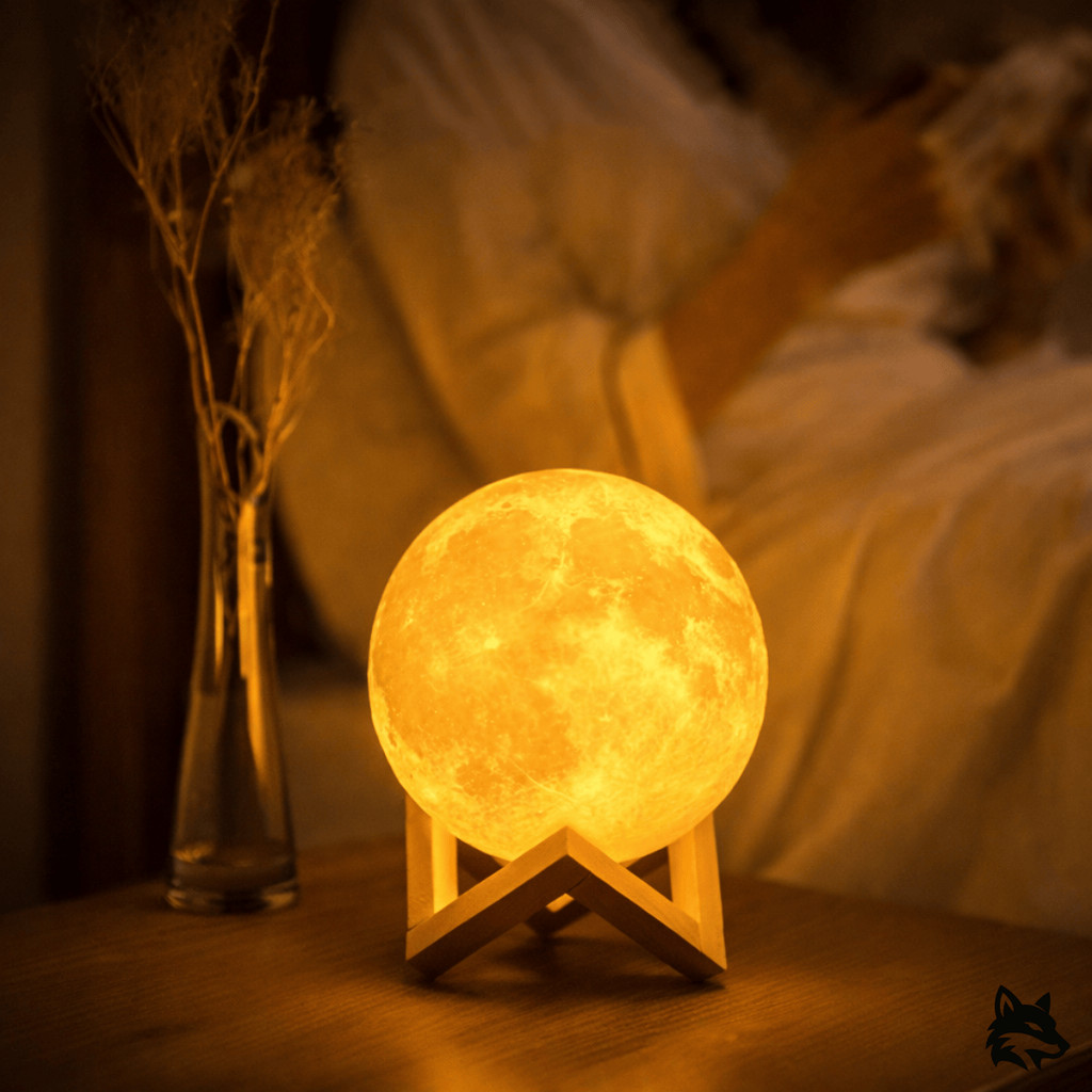Luminária Decorativa Lua Universo 10cm Com Base Led Vinil