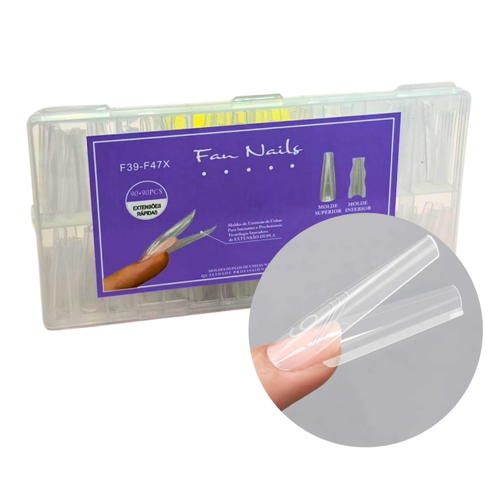 Molde F1 Sanduíche Duplo Transparente 90 tamanhos FAN NAILS