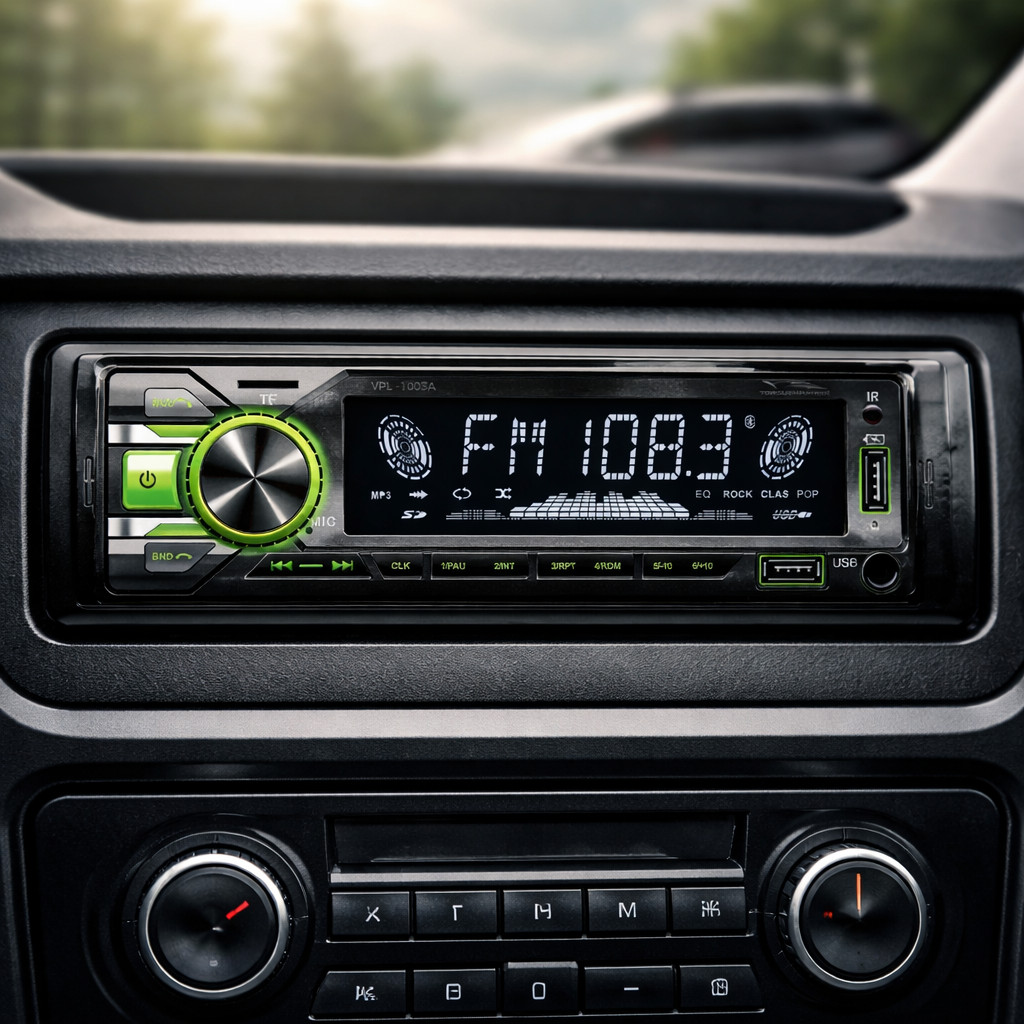 Som Automotivo Bluetooth Rádio FM USB AUX TF Tela LED Controle Remoto 12V 65W x4 Hi Res VPL-1003A