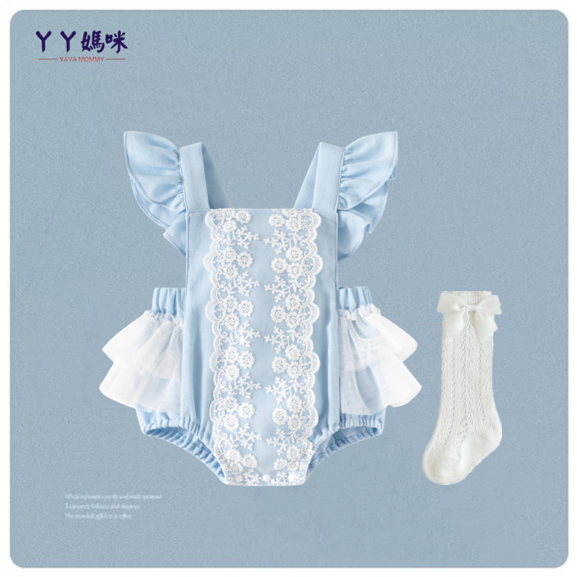 Bebê bebê roupas de verão macacão fino bebê menina Super bonito sem costas princesa bebê macacão recém-nascido um mês ce