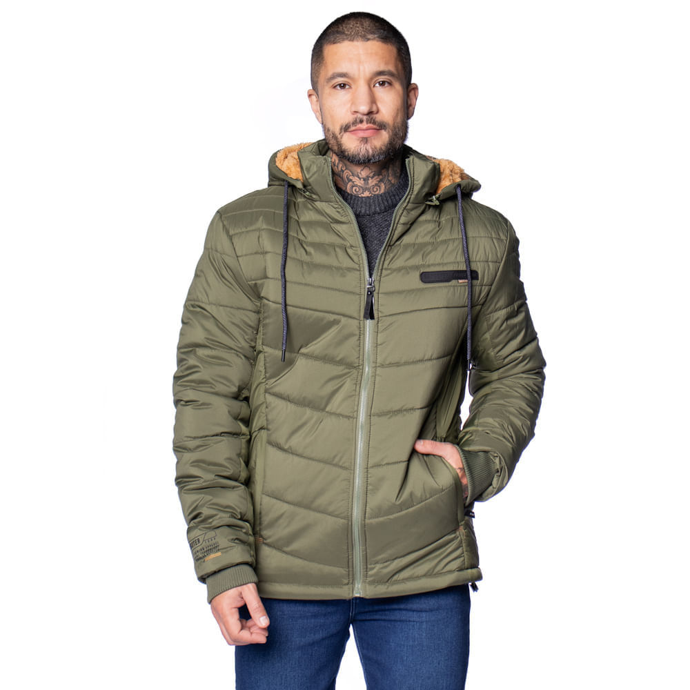 Jaqueta Masculina Gangster Puffer Capuz Verde em Oferta na Shopee