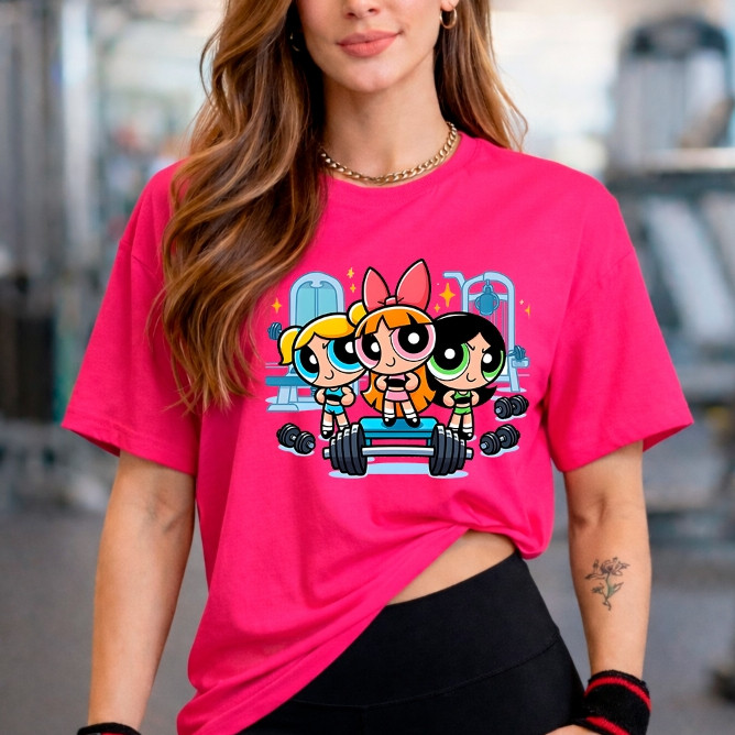 Camiseta Tshirt 100% Algodão Respirável Feminina Academia Fitness Treino Musculação Estampa Meninas Poderosas