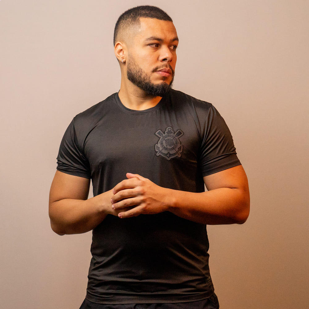 Camiseta Corinthians Coimbra Brasão Preta