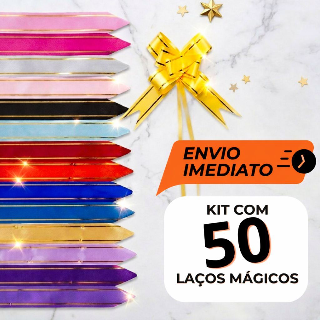 Laços Mágicos Para Presente kit 50 P/M/G Filete Dourado Diversas Cores