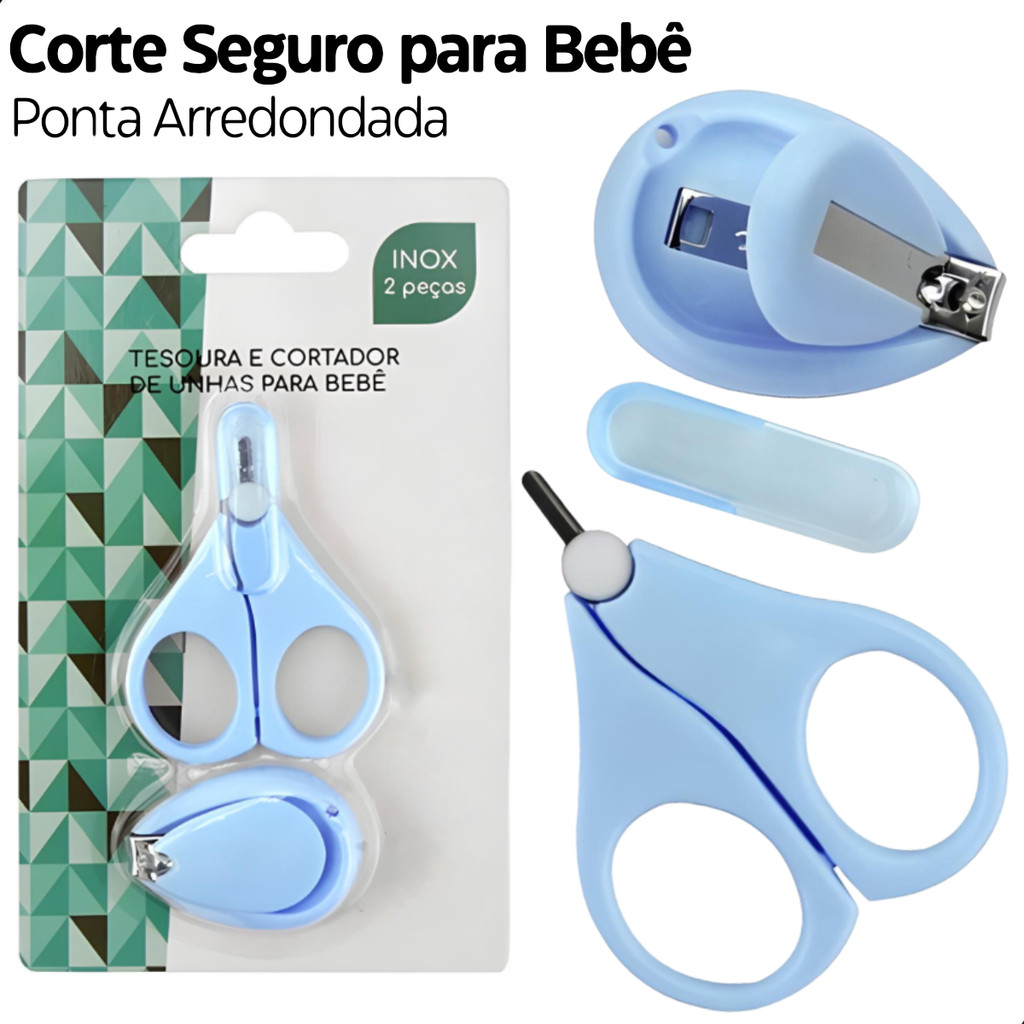 Cortador Unha Bebê para Recém Nascido Kit Tesoura Infantil Seguro Higiene