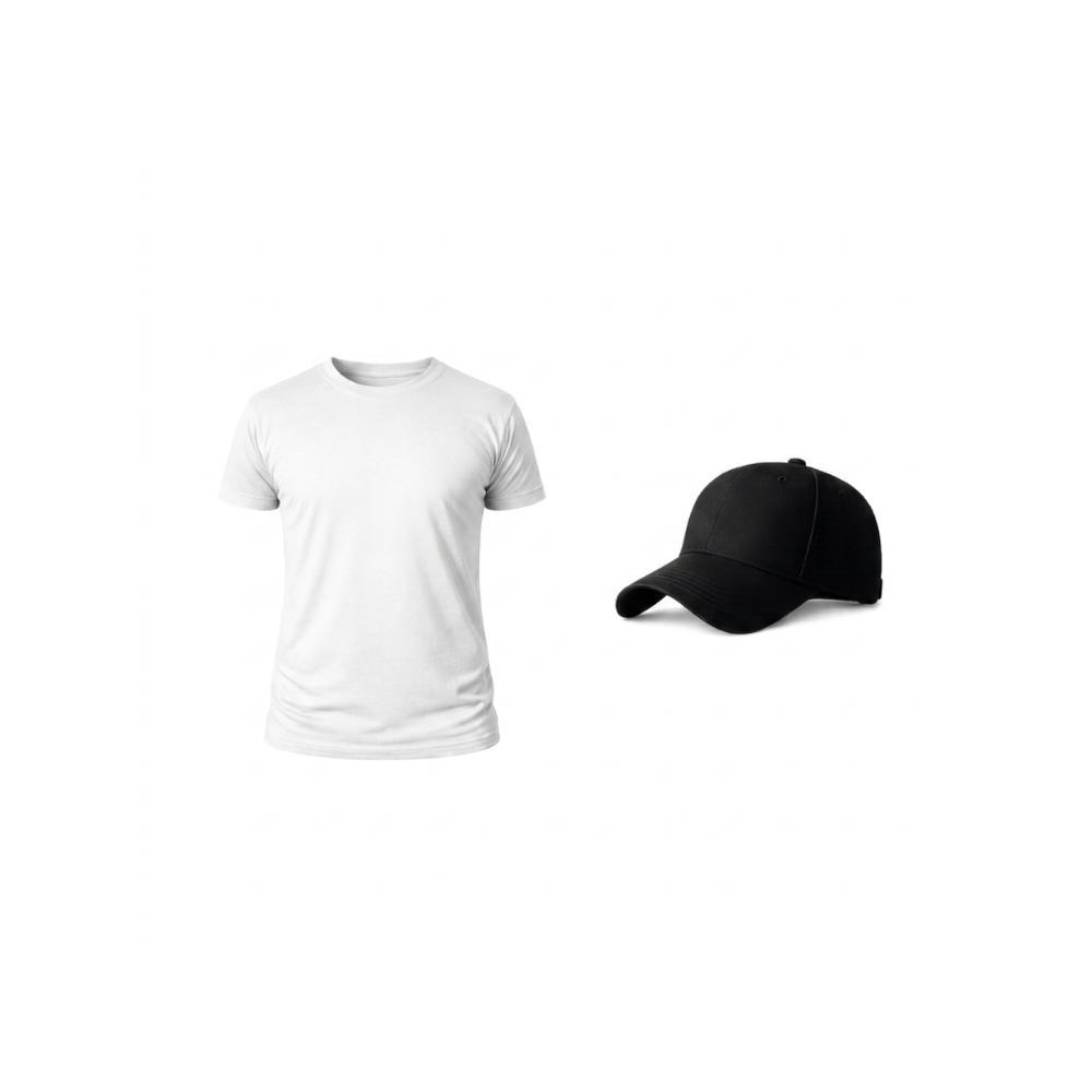 Kit Camiseta Algodão Fio 30.1 + Boné Preto Fosco