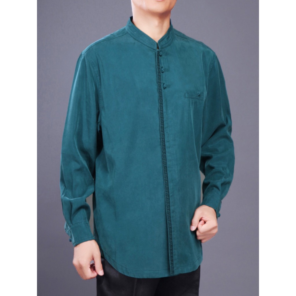 Baifulong High-End moda masculina gola alta camisa de manga comprida novo estilo chinês estilo chinês três dimensões