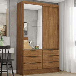 Guarda-Roupa Solteiro Napolli 2 Portas 6 Gavetas - Pnr Móveis