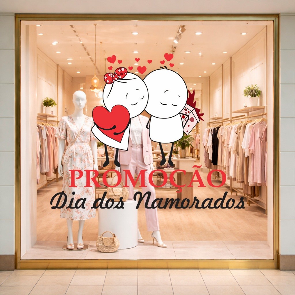 Adesivo de Parede Promo Mês dos Namorados Comercial Lavável Autocolante Para Casa Loja Vitrine