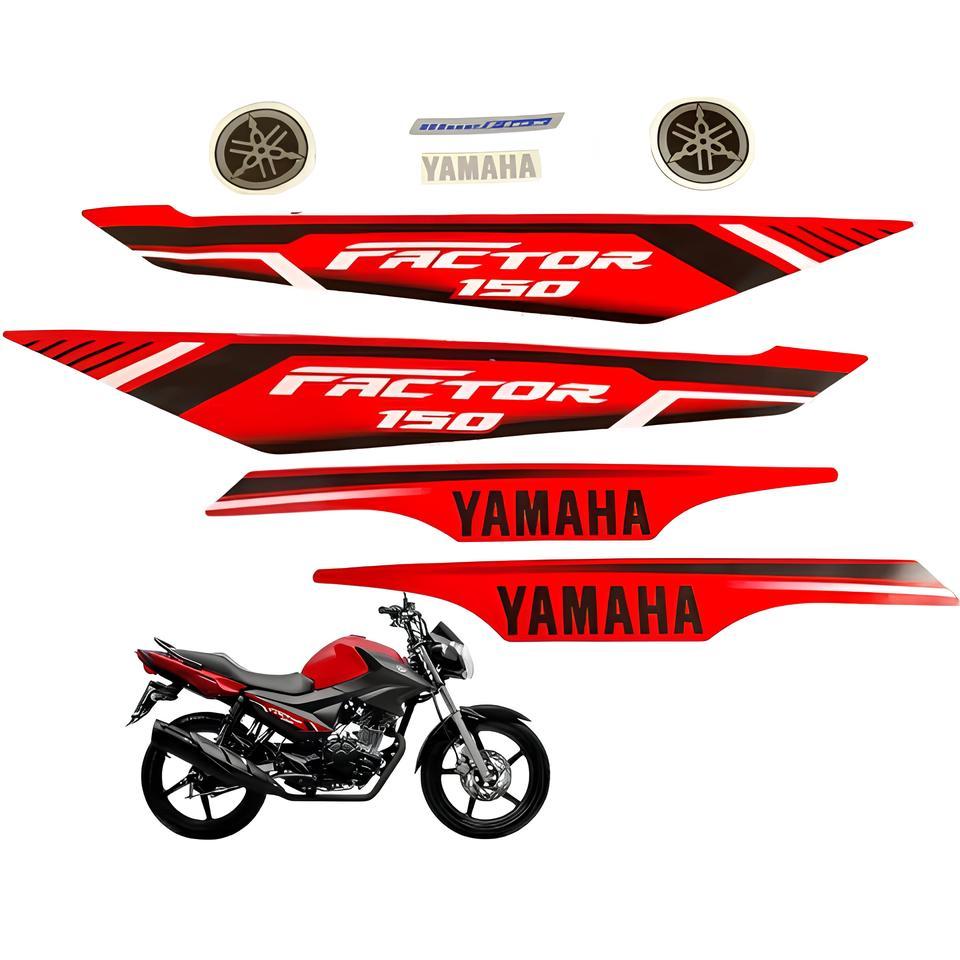 Jogo Adesivo Yamaha Factor 150 2022 Vermelha LBM