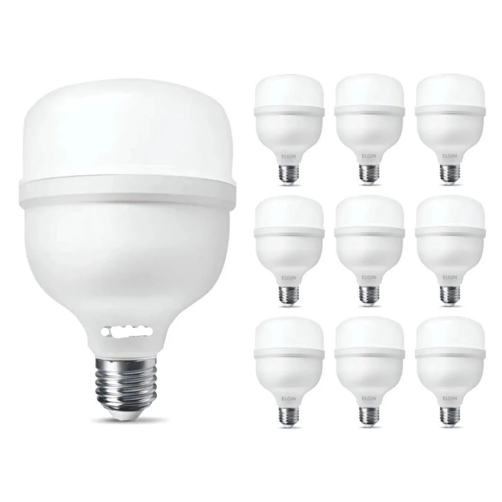 Kit 10 Lâmpada Led Bulbo 30w 6500k Branco Frio Bivolt soquete E27 Econômica Forte Iluminação Luz Potente Casa