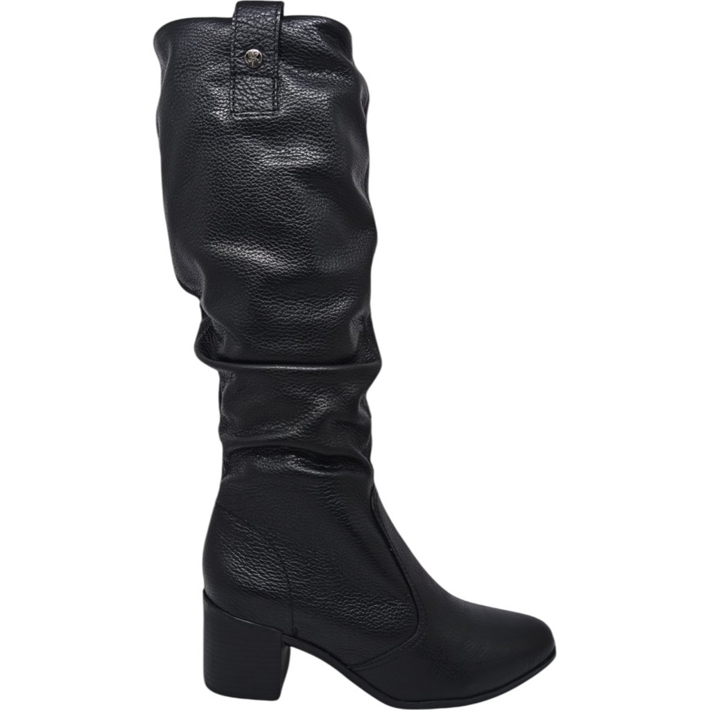 Bota Feminina Casual Dia a Dia Passeio Cano Alto Salto Bloco Em Couro Ultra Conforto Bottero 346920