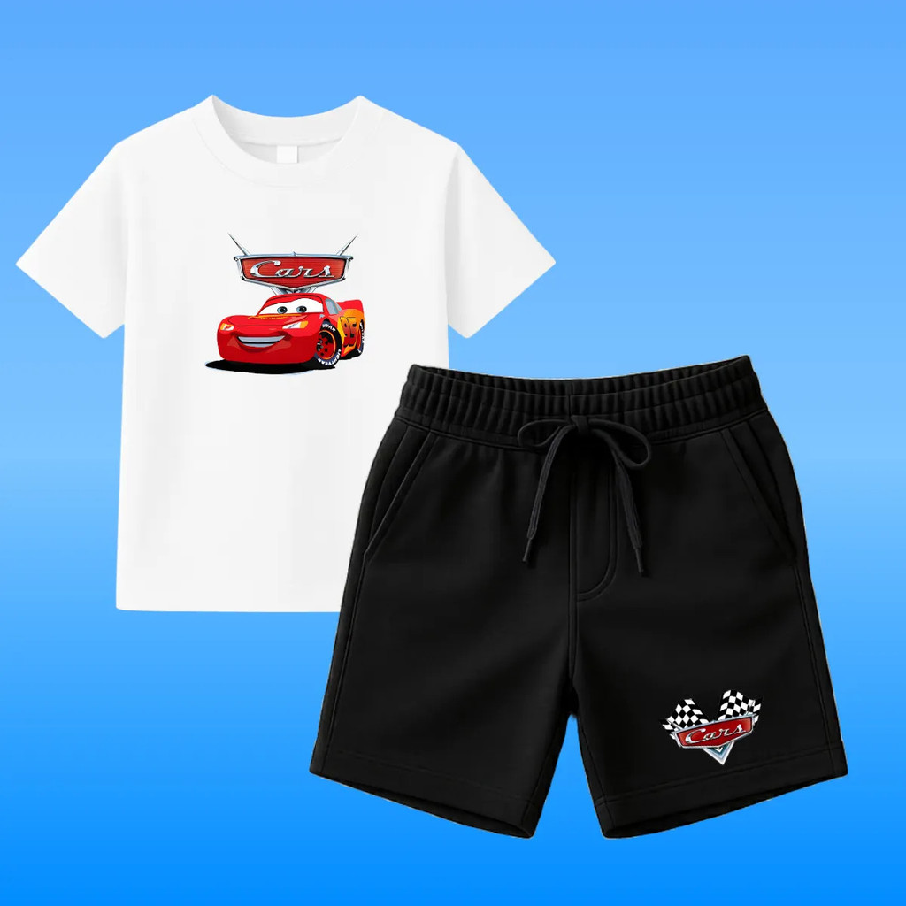 Conjunto Infantil Relâmpago Mcqueen Camiseta + Bermuda Cars