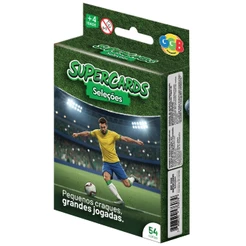 JOGO SUPERCARDS SELEÇÕES FUTEBOL 54 CARTAS GGB BRINQUEDO MENINO BOLA TRUNFO TIME BRASIL COPA MUNDO