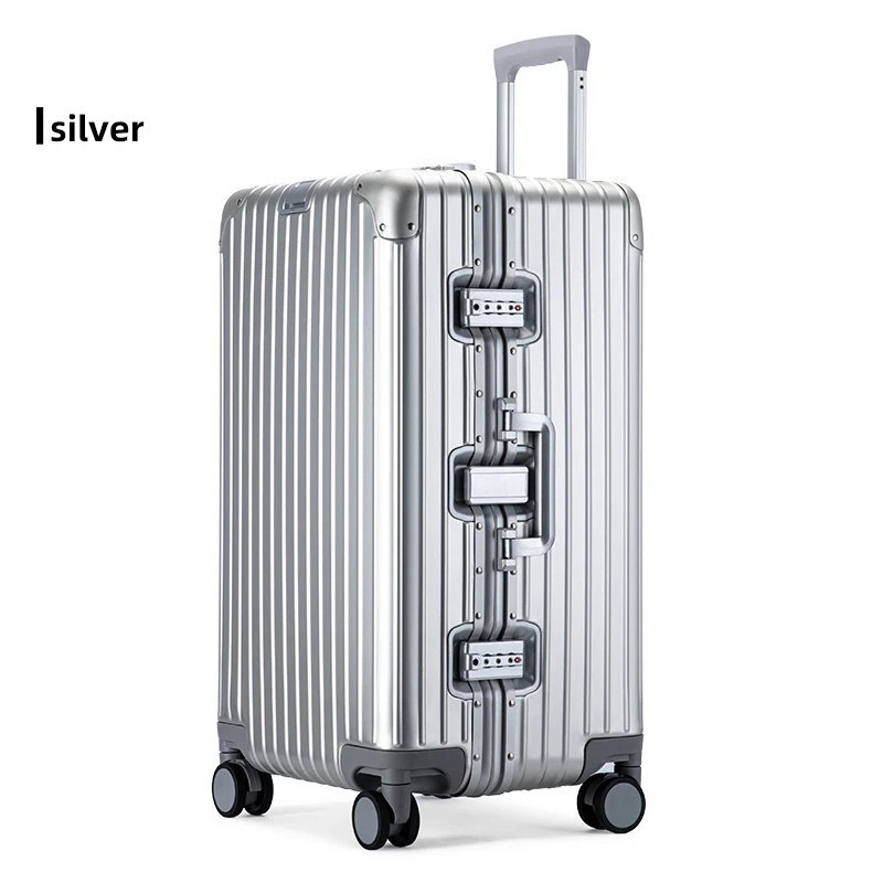 Mala de viagem em liga de alumínio-magnésio, bagagem de mão com rodas, mala de cabine