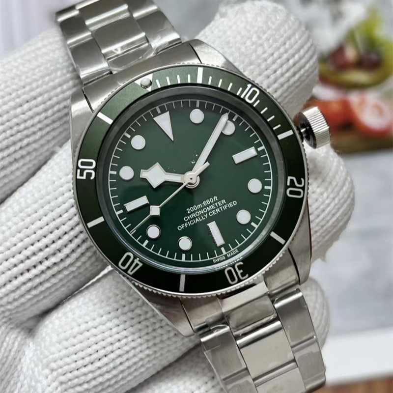 Relógio masculino mecânico automático de mergulho luminoso com pulseira de aço inoxidável