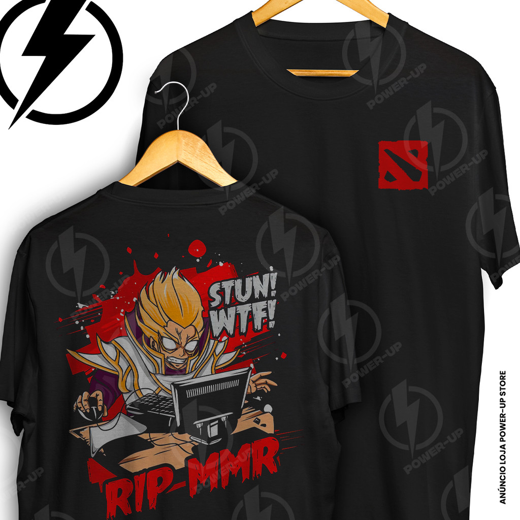 Camiseta Dota 2 Invoker Mago Gamer Rage Rip Mmr Frente E Verso Blusa Camisa 100% Algodão