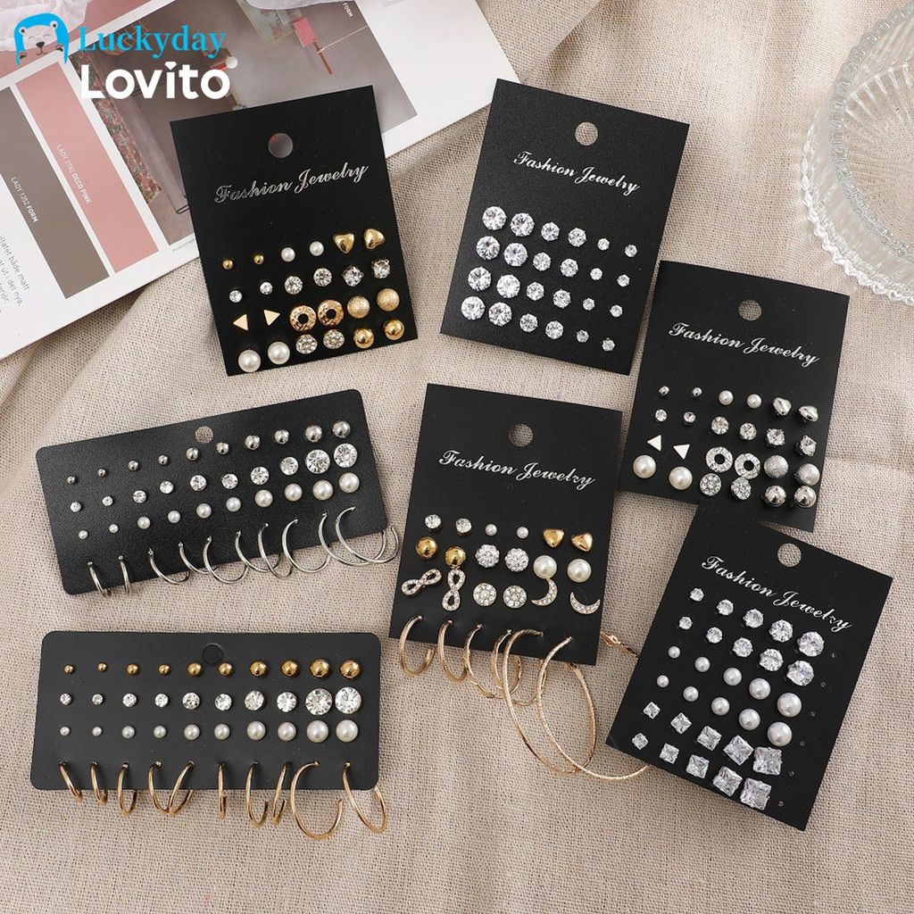 Lovito Brincos de strass LCS31A343 em Oferta na Shopee