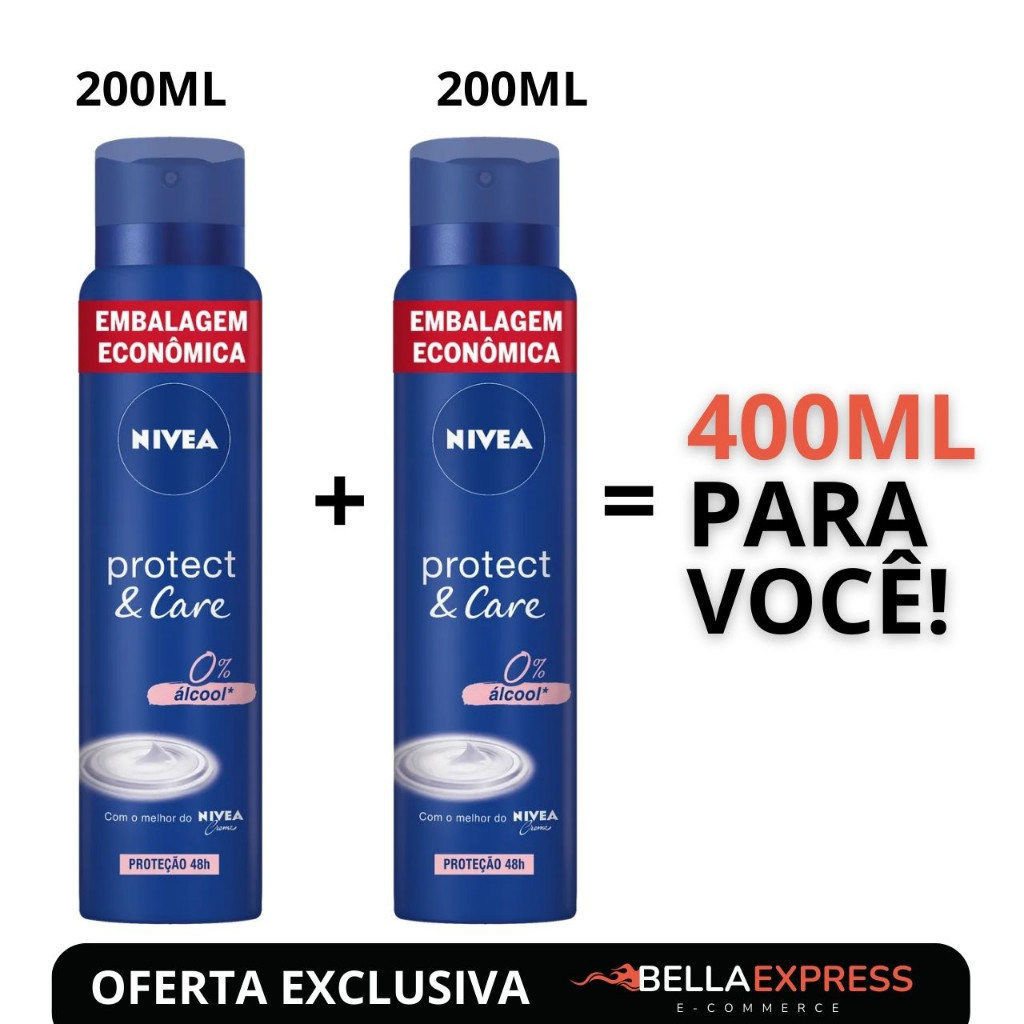 KIT 2  DESODORANTE NIVEA PROTECT & CARE 48H AEROSOL em Oferta na Shopee
