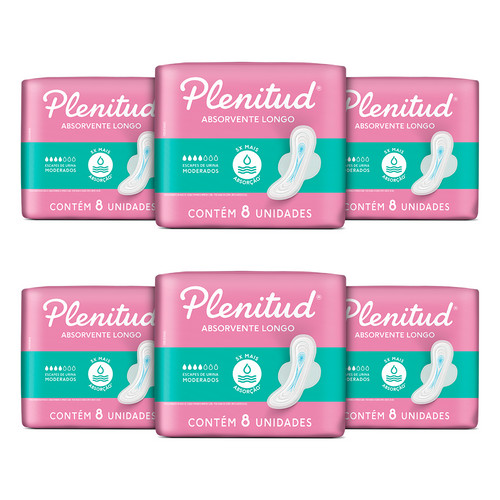 Kit 6 - Absorvente Longo Plenitud Femme para Escapes de Urina em Oferta na Shopee