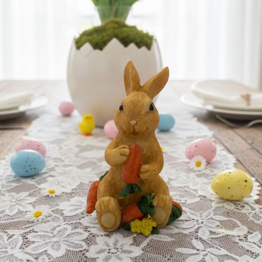 Enfeite Decorativo de Páscoa em Resina - Coelhinho Segurando Cenoura - 8x3cm - 1 unidade - Rizzo em Oferta na Shopee
