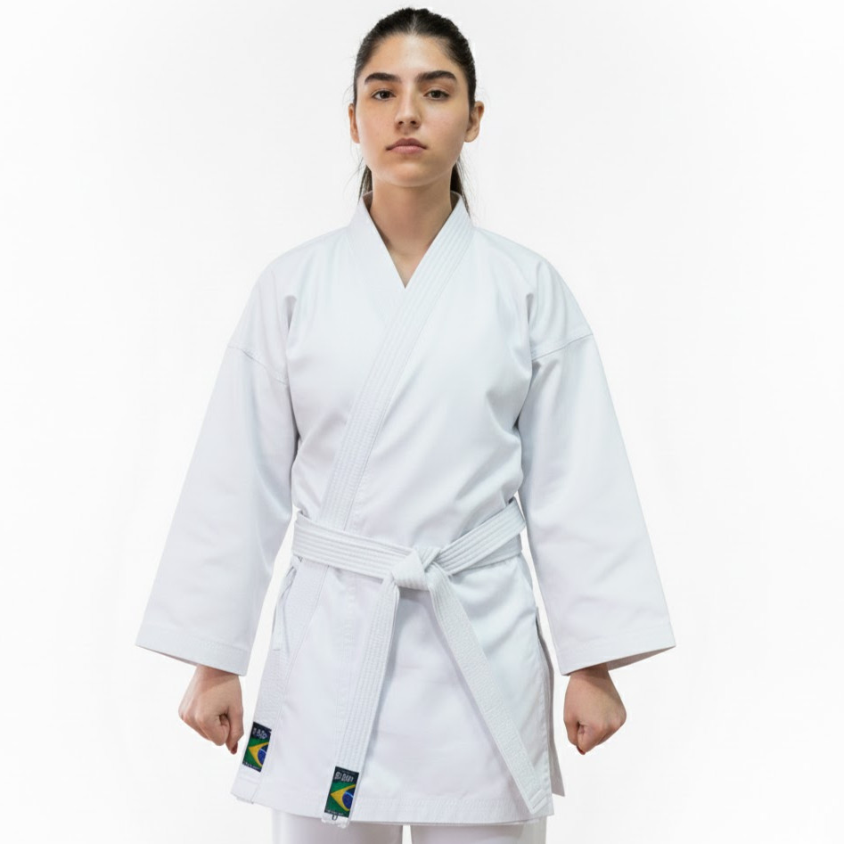 Kimono Karatê Profissional Premium Branco 100% Algodão Brim Grosso 300g Confortável Durável com Faixa Inclusa
