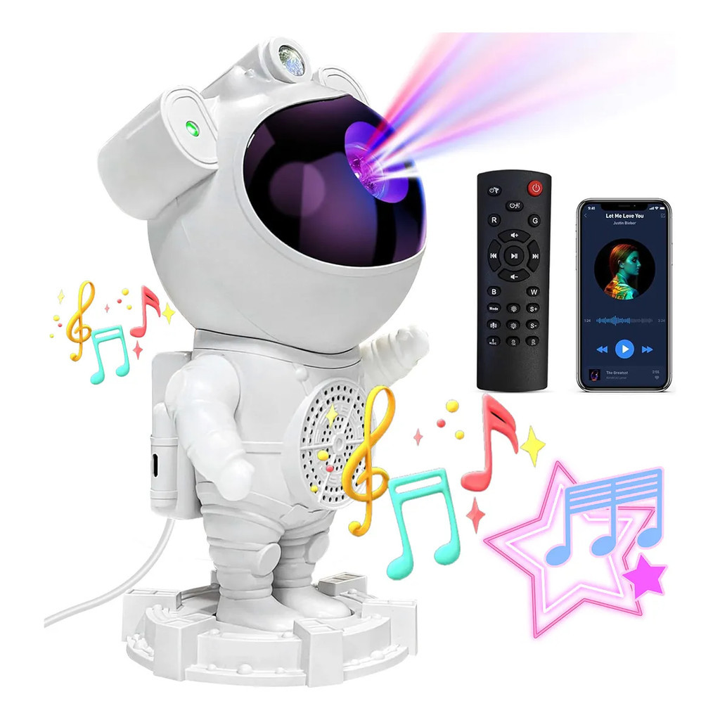 Luminária Projetor De Estrelas e Lua Astronauta Com Bluetooth Caixa De Som À venda 360