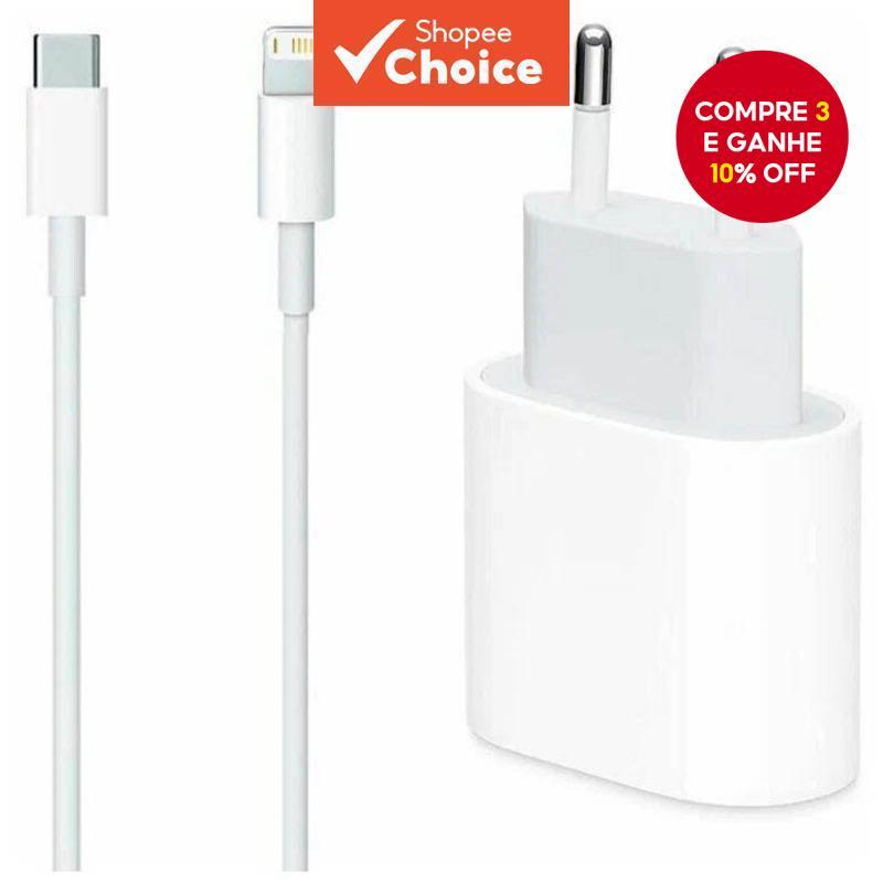  Carregador de celular PD 20W USB C com cabo tipo C de 1M, carregador rápido para celular com adaptador para iPhone iPad