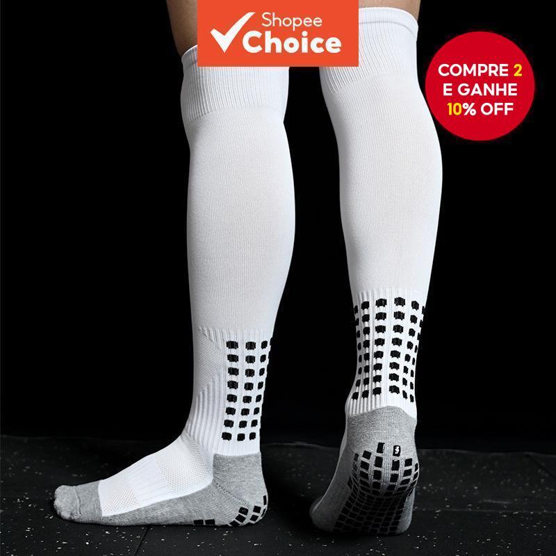 1 Par de Meias de Futebol Adulto e Infantil, Meias Longas até o Joelho Antiderrapantes, Meias Esportivas Espessas