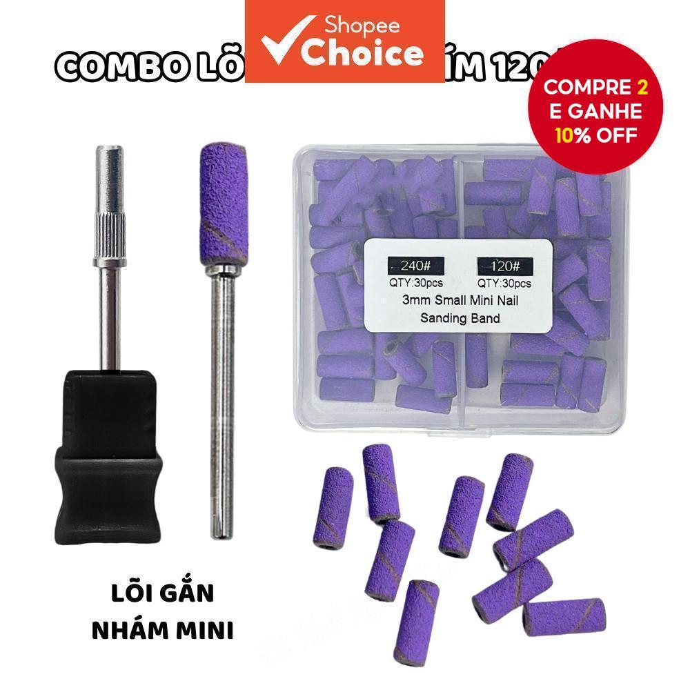  60 peças 3.1mm Mini Haste de Lixa para Unhas 120 240 Grão Broca Fina para Manicure em Gel Acrílico