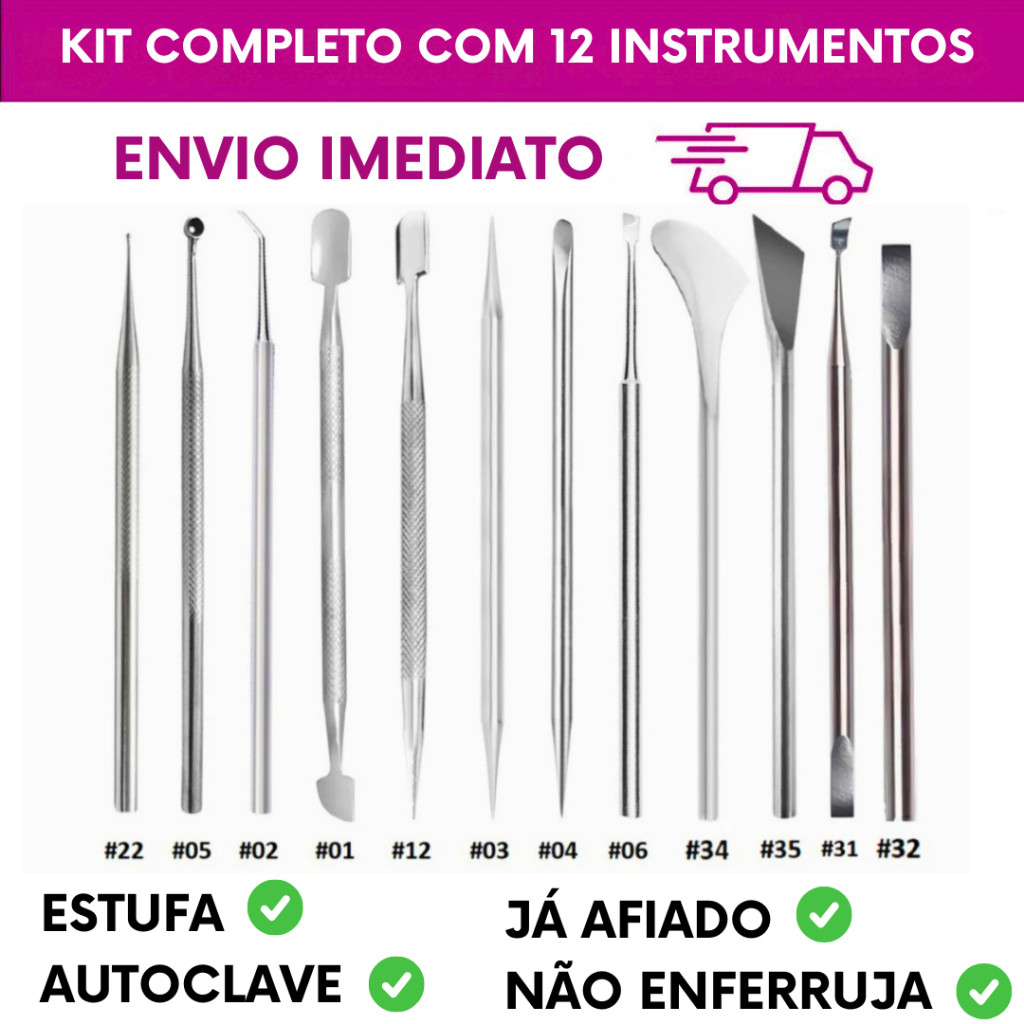 Kit Completo Com 12 Instrumentos Para Manicure Slim em Oferta na Shopee