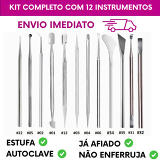 Kit Completo Com 12 Instrumentos Para Manicure Slim em Oferta na Shopee