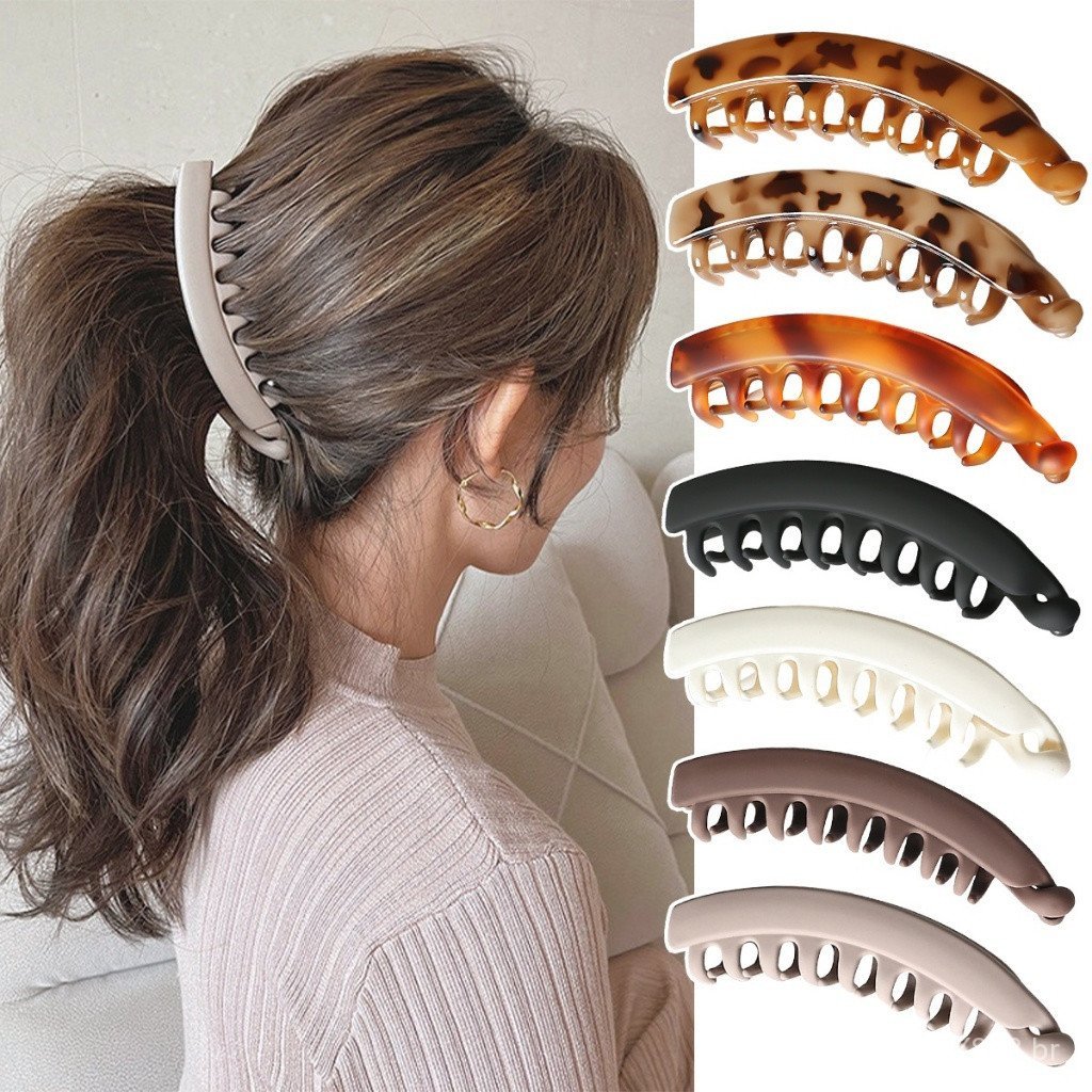 Presilha de Cabelo Banana em Material ABS Fosco para Mulheres, Presilha de Cabelo Casual e Fashionável para Rabo de Ca em Oferta na Shopee