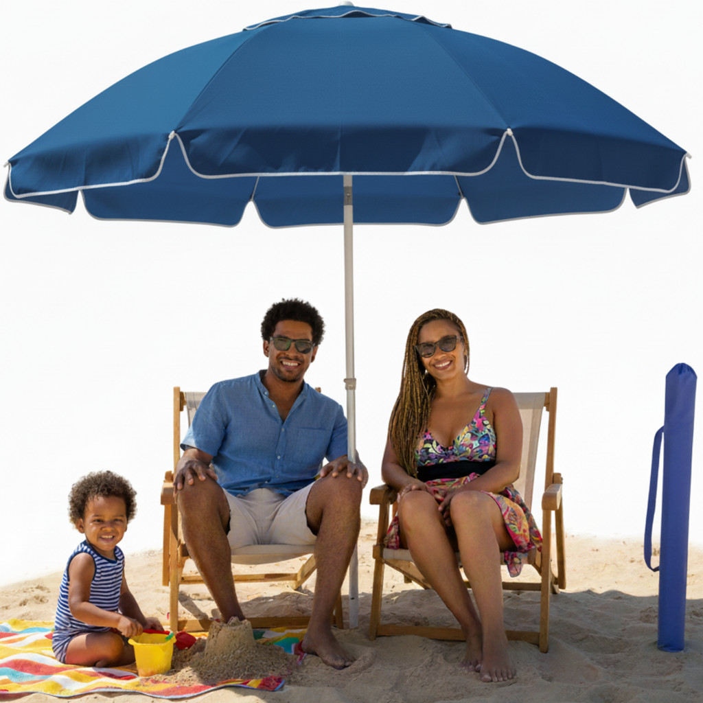 Guarda Sol Grande Gigante Uv 2,40m Item de Praia Piscina Respirável Verão Articulável