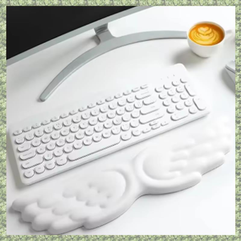 Conjunto De Mouse Pad Teclado Descanso De Pulso Asa De Anjo Ergonômico Antiderrapante Espuma De Memória Suporte Para Com