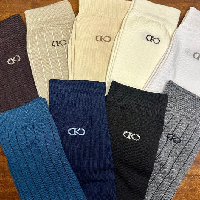 Meia Social Casual Canelada Premium - Varias cores, confortável e com punho