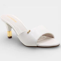 Tamanco Via Marte Salto Fino Detalhe Feminino - Branco