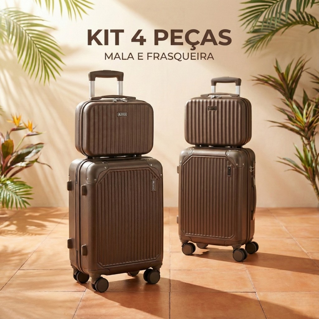 Conjunto de Malas de Viagem 4 Peças com Rodinhas 360° – Ideal para Viagem e Trabalho