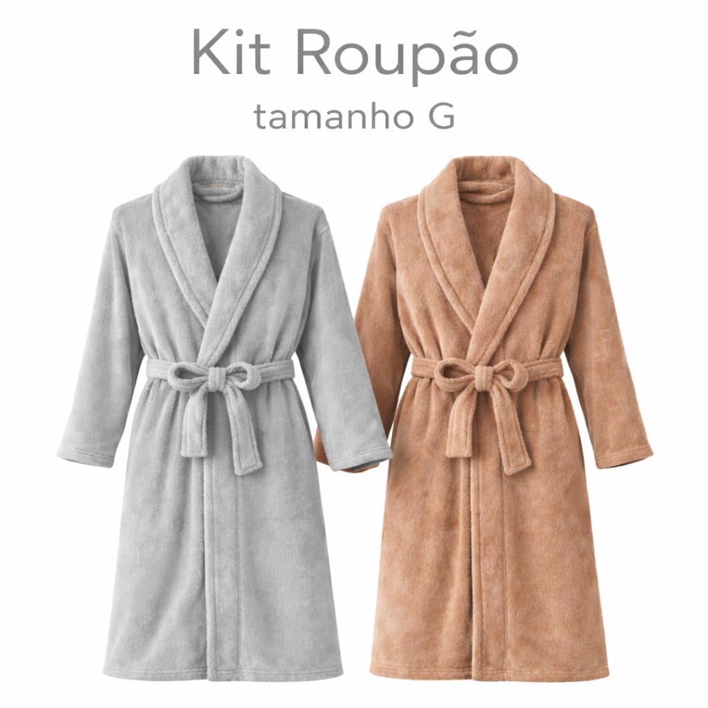 Kit Roupões Plush M ou G Unissex Adulto Inverno Quentinho Promoção100% Poliester Macio Confortavel