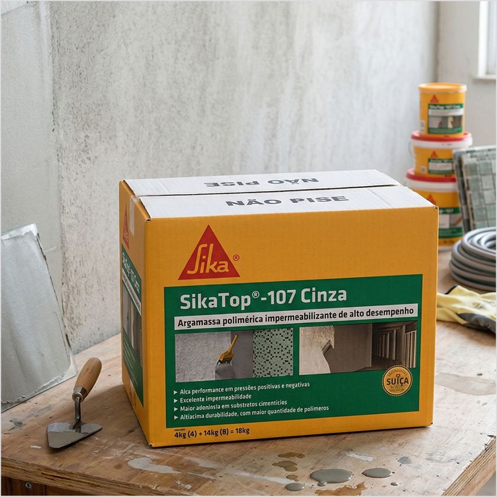 Impermeabilizante Argamassa Polimérica Sika Top 107 Revestimento Impermeabilizante piso parede 18kg