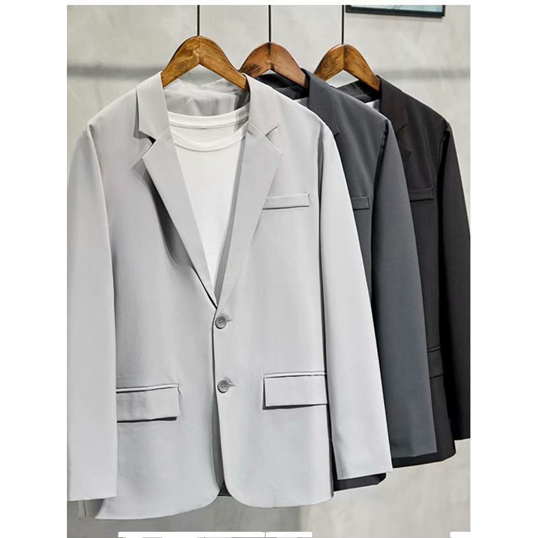 Luz estilo maduro profissional cinza claro Formal Wear terno de manga comprida masculino fino solto pequeno terno superi