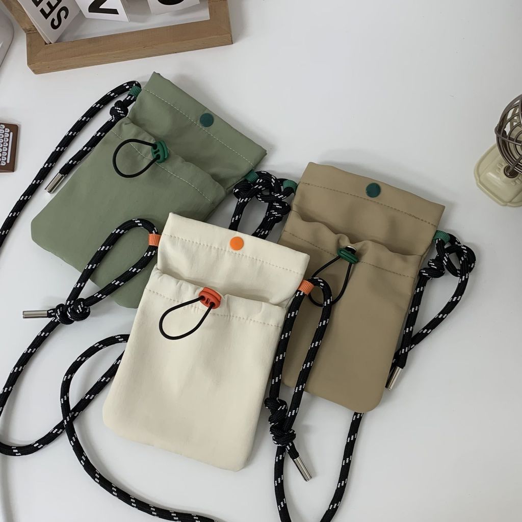 Bolsa minimalista para celular feminina, bolsa pequena de tecido de nylon leve, bolsa de ombro e transversal para moedas