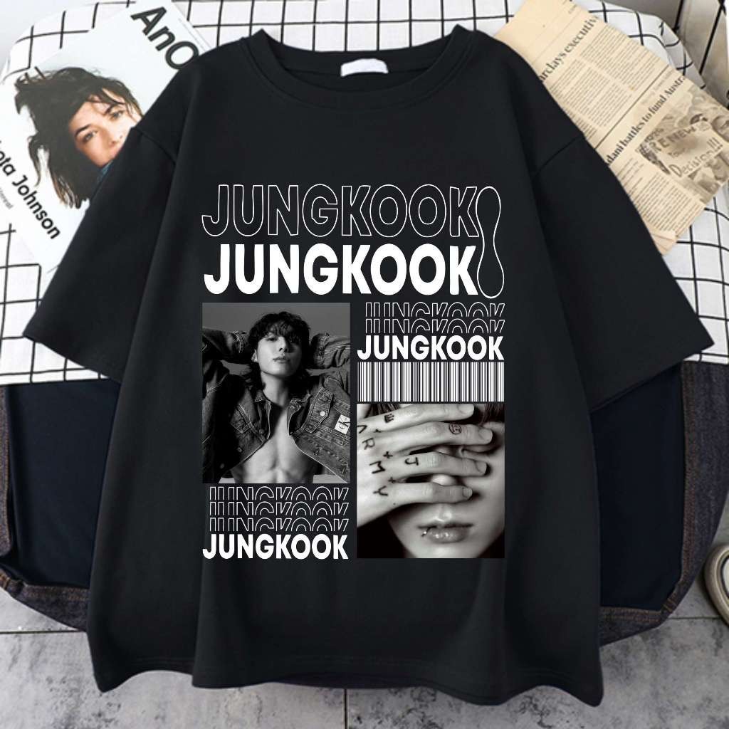 Camiseta Jungkook BTS Estampada Kpop Camisa Feminina Masculina Oversized Algodão Moda Kpop Unissex Casual Jungkook