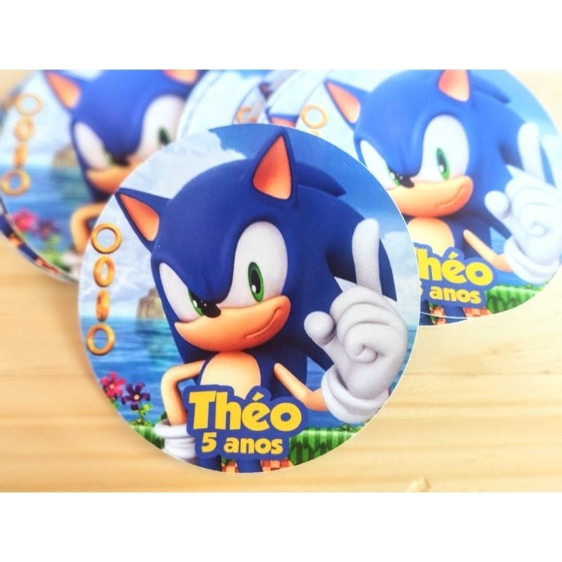 30 Apliques para esfera de acrílico 6,5cm Sonic lembrancinha personalizada. Fazemos qualquer tema em Oferta na Shopee