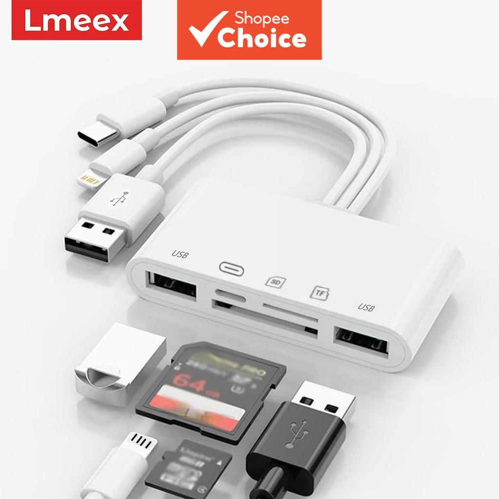 Leitor De Cartão SD TF Hub 5 Em 1 Para Portas Tipo C Adaptador IPhone IPad MacBook OTG